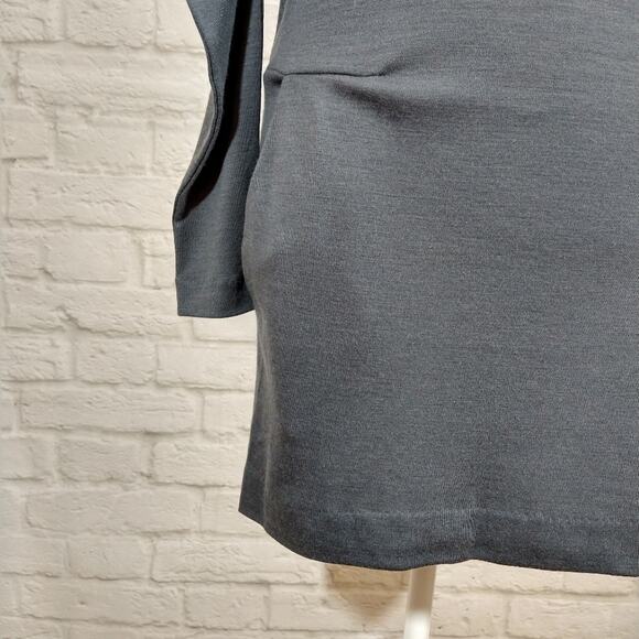 AY Designer Vanessa Bruno Gray Wool Ruffled Drape Long Sleeve Mini Dress NWT 1 - Picture 5 of 9